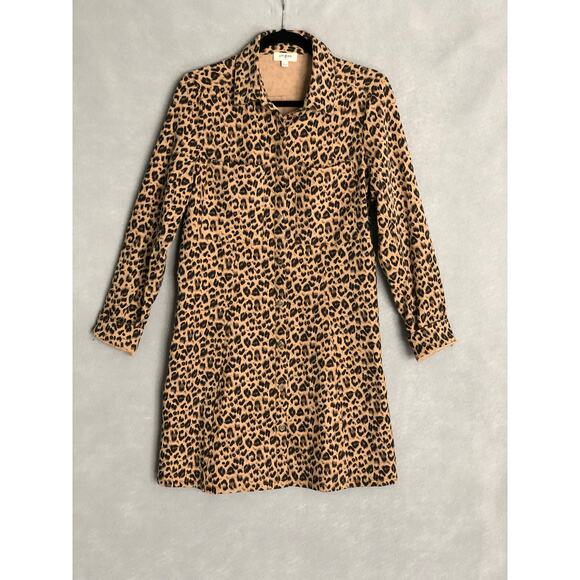 Umgee Women's Small Leopard Print Long Sleeve Shirt Dress. - Picture 1 of 6